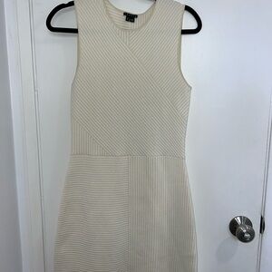 Theory Cream Ribbed Sleeveless Sheath Mini Dress